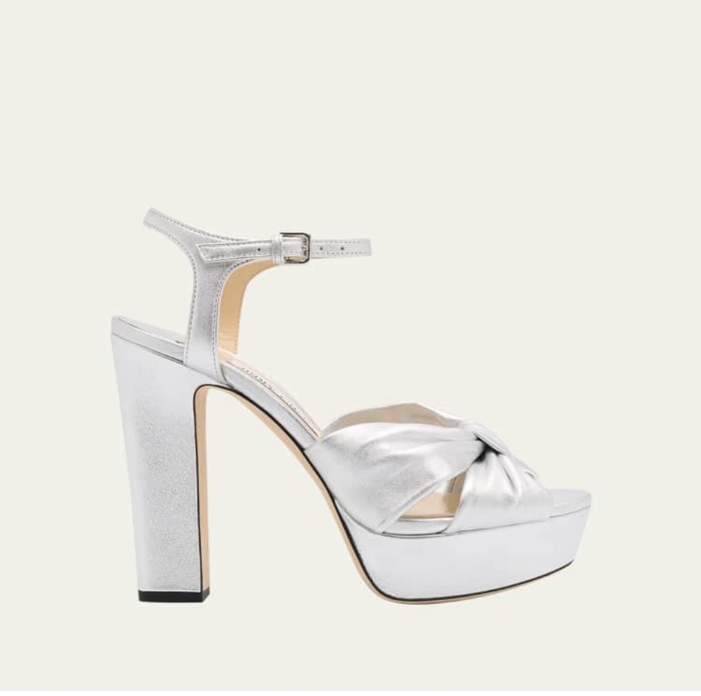 Jimmy Choo Silver Heloise Platform Sandals